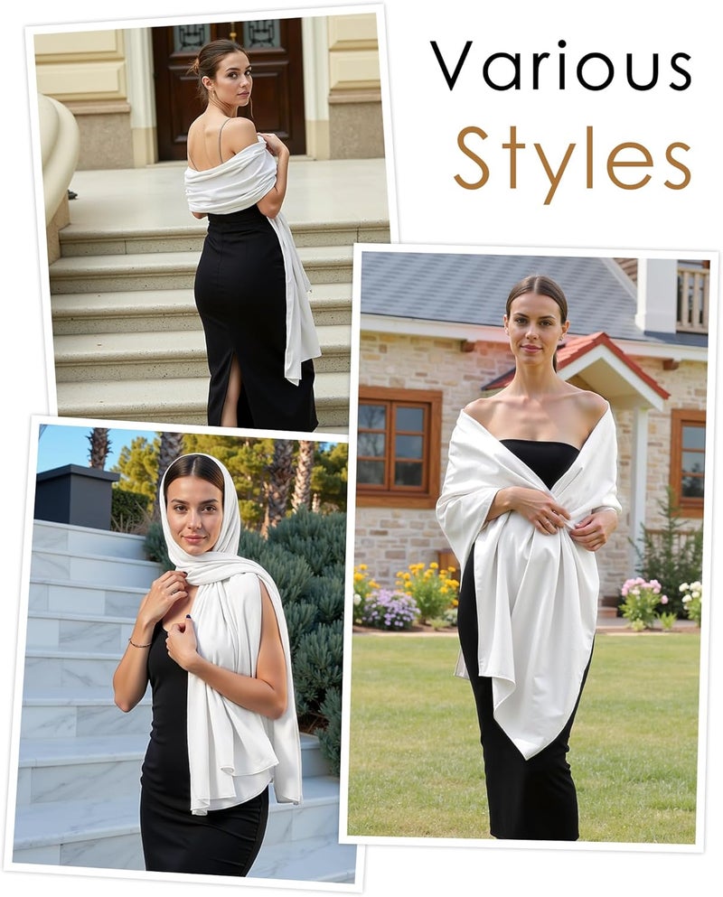Sofier Satin Shawl Wraps for Women Evening Dresses Wedding Bridal Party Silky Scarf Formal Cover Up Bridesmaid Gifts - Image 4
